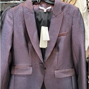 $698 VERONICA BEARD Dickey Jacket Cutaway Pink Metallic SIZE 6  Blazer